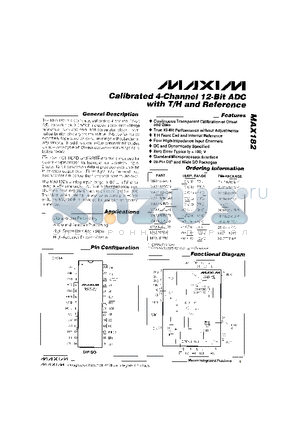 MAX182 datasheet - Calivrated 4-Channel 12-Bit ADC with T/H and Refernce