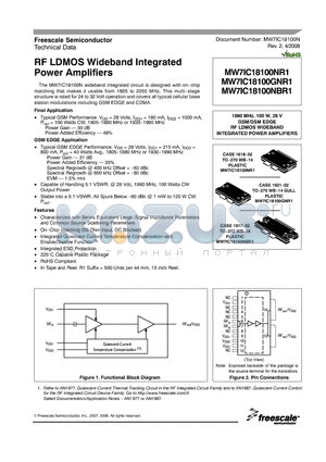 MW7IC18100NBR1 datasheet - RF LDMOS Wideband Integrated Power Amplifiers