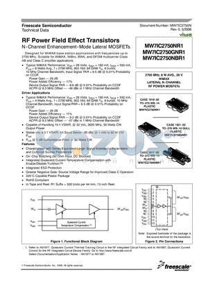 MW7IC2750GNR1 datasheet - RF Power Field Effect Transistors N-Channel Enhancement-Mode Lateral MOSFETs
