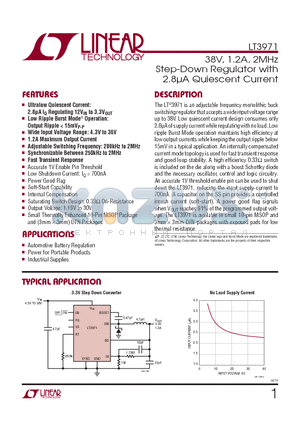 LT3971IMSETRPBF datasheet - 38V, 1.2A, 2MHz Step-Down Regulator with 2.8 Quiescent Current