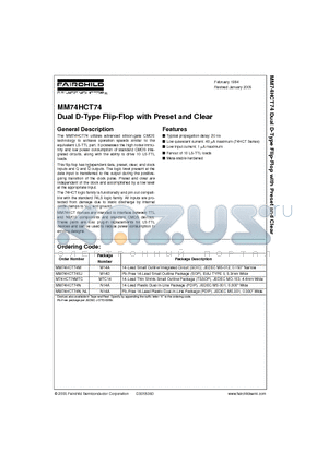 MM74HCT74M datasheet - Dual D-Type Flip-Flop with Preset and Clear