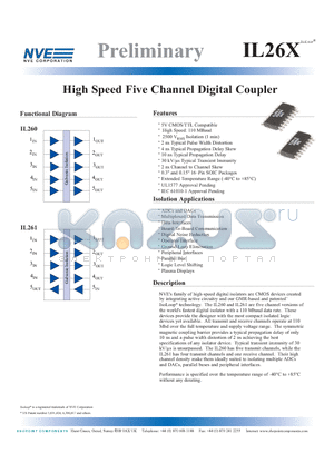 IL260-3B datasheet - High Speed Five Channel Digital Coupler