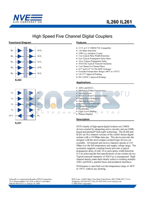 IL260-3BETR13 datasheet - High Speed Five Channel Digital Couplers