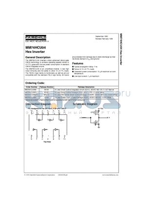 MM74HCU04X datasheet - Hex Inverter