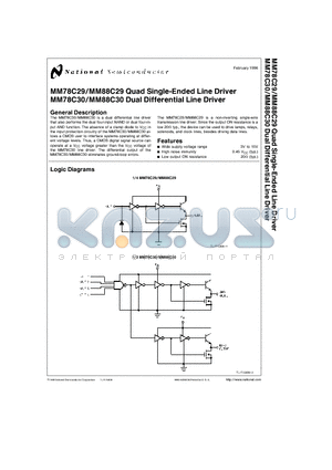 MM78C29N datasheet - Quad Single-Ended, Dual Differential Line Driver