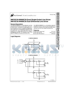 MM78C30N datasheet - Quad Single-Ended, Dual Differential Line Driver