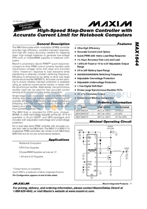 MAX1844EGP datasheet - High-Speed Step-Down Controller with Accurate Current Limit for Notebook Computers