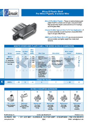 MWDL-15P-6J1-18 datasheet - Micro-D Plastic Shell