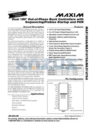 MAX1858 datasheet - Dual 180` Out-of-Phase Buck Controllers with Sequencing/Prebias Startup and POR