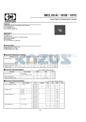 MCL101B datasheet - Small Signal Schottky Barrier Diodes