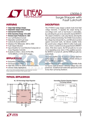 LT4356CDE-3TR datasheet - Surge Stopper with Fault Latchoff