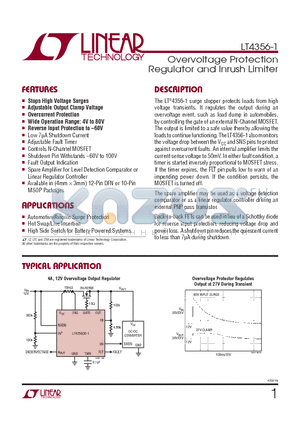 LT4356CDE-1-TR datasheet - Overvoltage Protection Regulator and Inrush Limiter