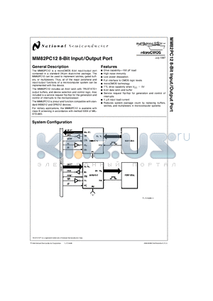 MM82PC12JI/A datasheet - 8-Bit Input/Output Port