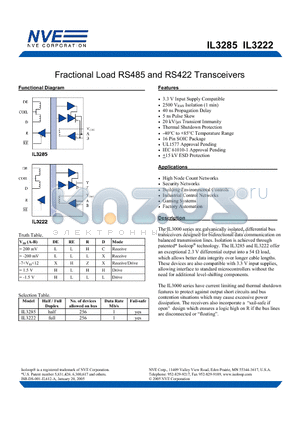 IL3222TR13 datasheet - Fractional Load RS485 and RS422 Transceivers