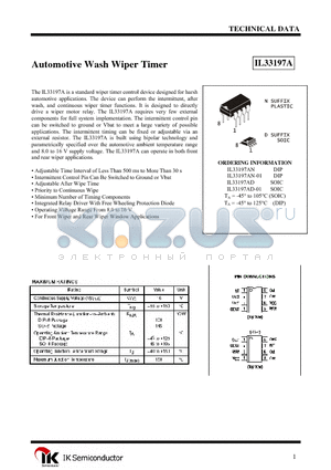 IL33197AD-01 datasheet - Automotive Wash Wiper Timer