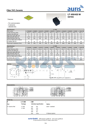 LT450BW datasheet - Filter THT, Ceramic