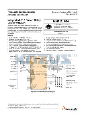 MM912G634CM1AE datasheet - Integrated S12 Based Relay Driver with LIN