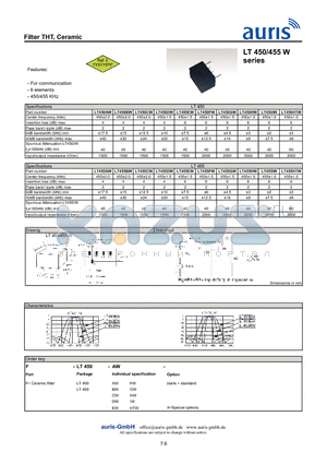 LT450DW datasheet - Filter THT, Ceramic