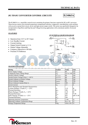 IL34063A datasheet - DC-TO-DC CONVERTER CONTROL CIRCUITS