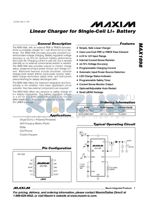 MAX189 datasheet - Linear Charger for Single-Cell Li Battery