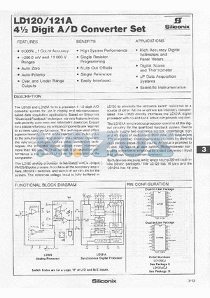 LD121A datasheet - 4 1/2 Digit A/D Converter Set