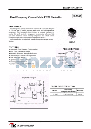 IL3842 datasheet - Fixed Frequency Current Mode PWM Controller