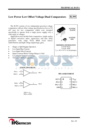 IL393N datasheet - Low Power Low Offset Voltage Dual Comparators