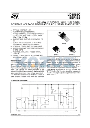 LD1585CD2M28 datasheet - 5A LOW DROPOUT FAST RESPONSE POSITIVE VOLTAGE REGULATOR ADJUSTABLE AND FIXED