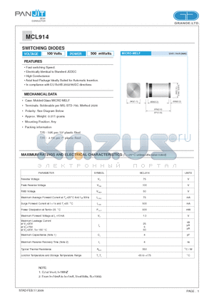 MCL914 datasheet - SWITCHING DIODES