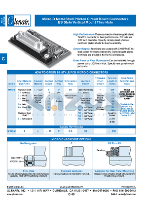 MWDM1L-15PBSP datasheet - Micro-D Metal Shell Printed Circuit Board Connectors