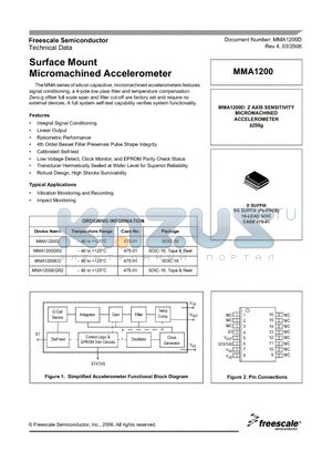MMA1200D datasheet - Surface Mount Micromachined Accelerometer