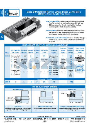 MWDM1L-15PBRR3 datasheet - Micro-D Metal Shell Printed Circuit Board Connectors