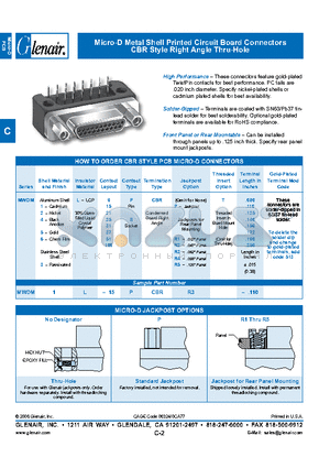 MWDM1L-15PCBRR2 datasheet - Micro-D Metal Shell Printed Circuit Board Connectors