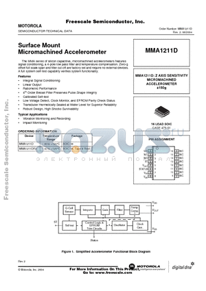 MMA1211DR2 datasheet - Surface Mount Micromachined Accelerometer