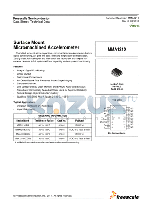 MMA1210KEG datasheet - Surface Mount Micromachined Accelerometer