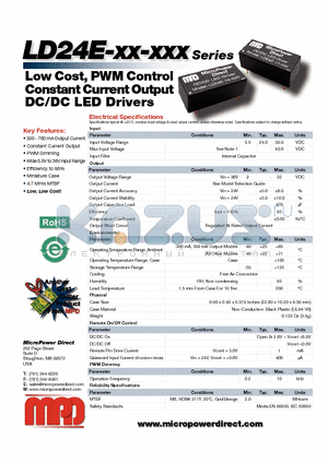 LD24E-17-700 datasheet - Low Cost, PWM Control Constant Current Output DC/DC LED Drivers