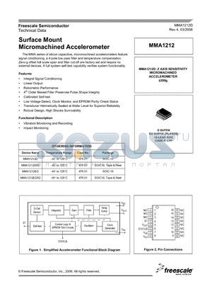 MMA1212EGR2 datasheet - Surface Mount Micromachined Accelerometer