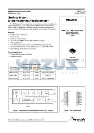 MMA1213EGR2 datasheet - Surface Mount Micromachined Accelerometer