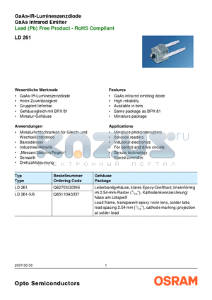 LD261-5/6 datasheet - GaAs Infrared Emitter