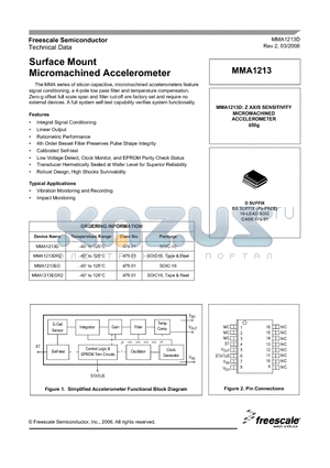 MMA1213D datasheet - Surface Mount Micromachined Accelerometer