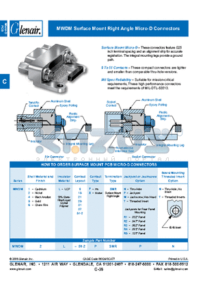 MWDM1L-15S-SMRP datasheet - MWDM Surface Mount Right Angle Micro-D Connectors