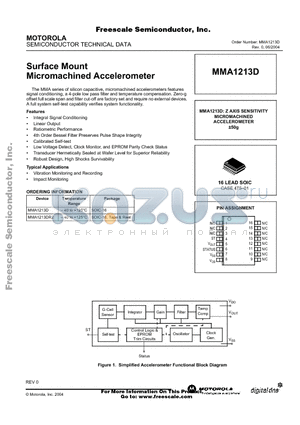 MMA1213DR2 datasheet - Surface Mount Micromachined Accelerometer