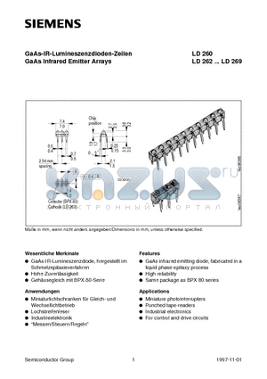 LD263 datasheet - GaAs-IR-Lumineszenzdioden-Zeilen GaAs Infrared Emitter Arrays