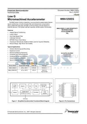 MMA1250EG datasheet - Low G Micromachined Accelerometer