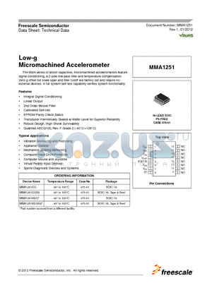 MMA1251 datasheet - Low-g Micromachined Accelerometer