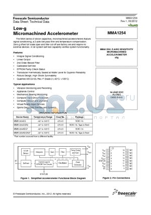 MMA1254 datasheet - Low-g Micromachined Accelerometer