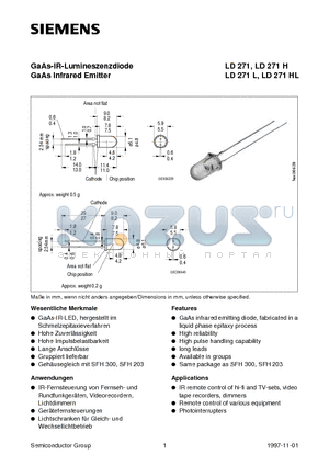 LD271L datasheet - GaAs-IR-Lumineszenzdiode GaAs Infrared Emitter