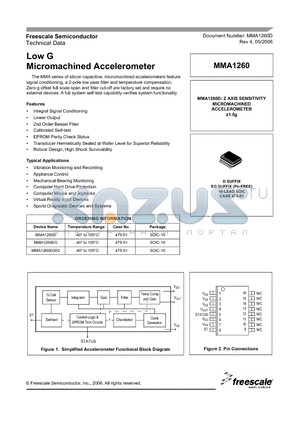 MMA1260EG datasheet - Low G Micromachined Accelerometer