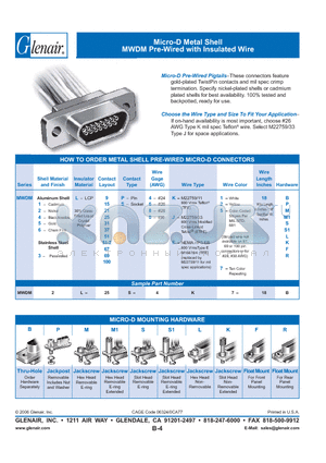 MWDM1L-21P-6K datasheet - Micro-D Metal Shell MWDM Pre-Wired with Insulated Wire