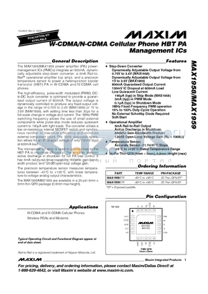 MAX1958ETP datasheet - W-CDMA/N-CDMA Cellular Phone HBT PA Management ICs